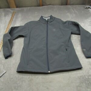 New Balance Jacket Womens Medium Gray Fleece Lined Softshell Wind Rain Athletic